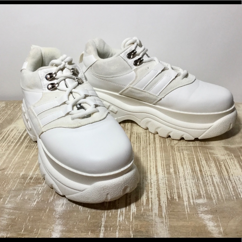 NastyGal Chunky Faux Leather Sneakers w Tread Sole